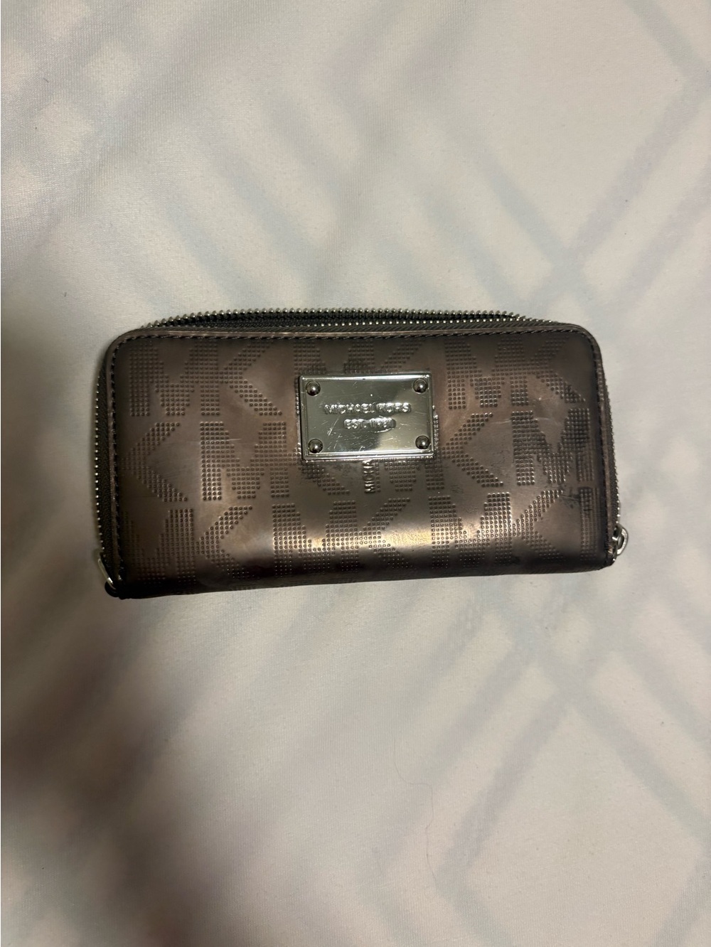 Michael Kors Metallic Brown MK Logo Zip Wallet